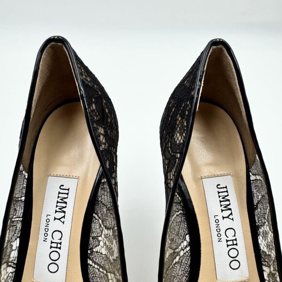 JIMMY CHOO Agnes Pointed-Toe Pumps in Black Lace - Picture 4 of 12